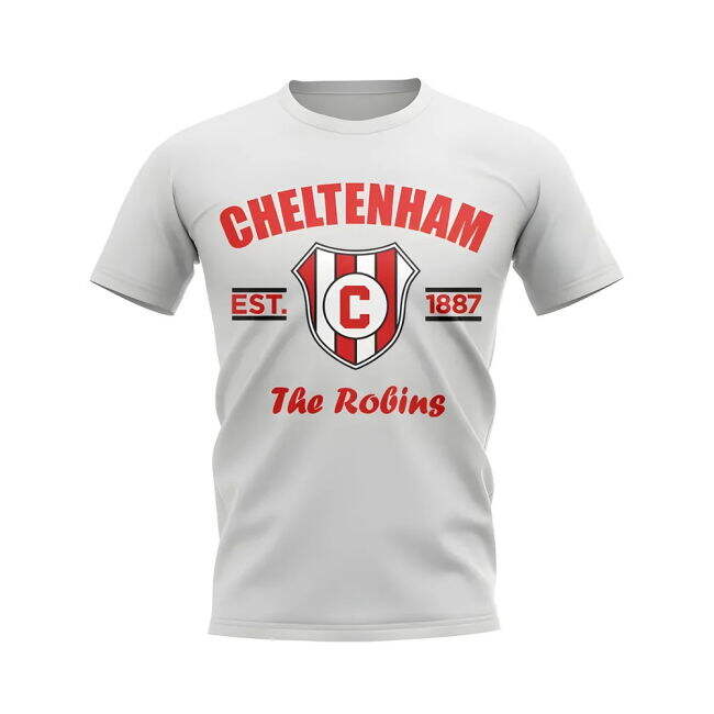 Trendy Cheltenham Established Football T-Shirt (White) for Game Day