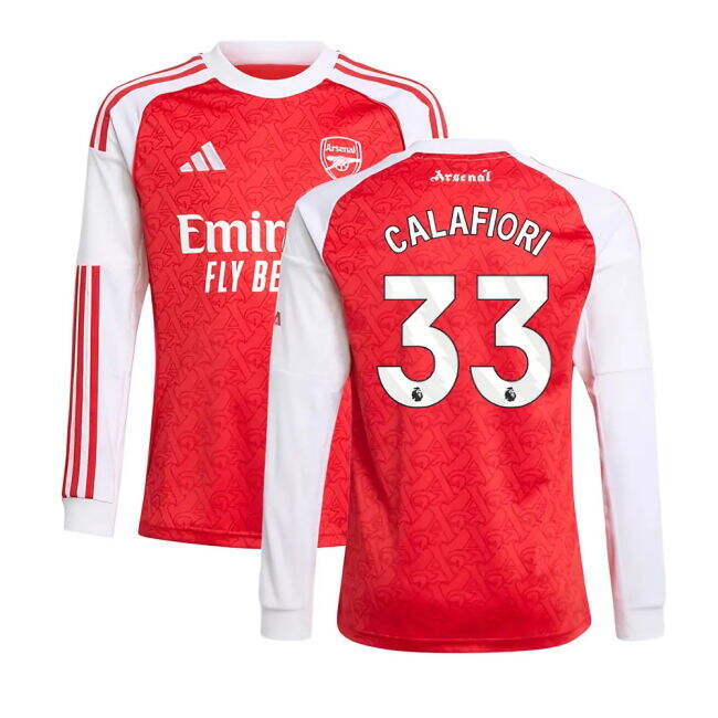Arsenal Official Home Football Shirt 2025-20 Calafiori 33 L M S Kids