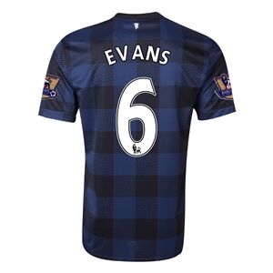 13-14 Manchester United 6 EVANS Away Black Jersey Shirt - Official
