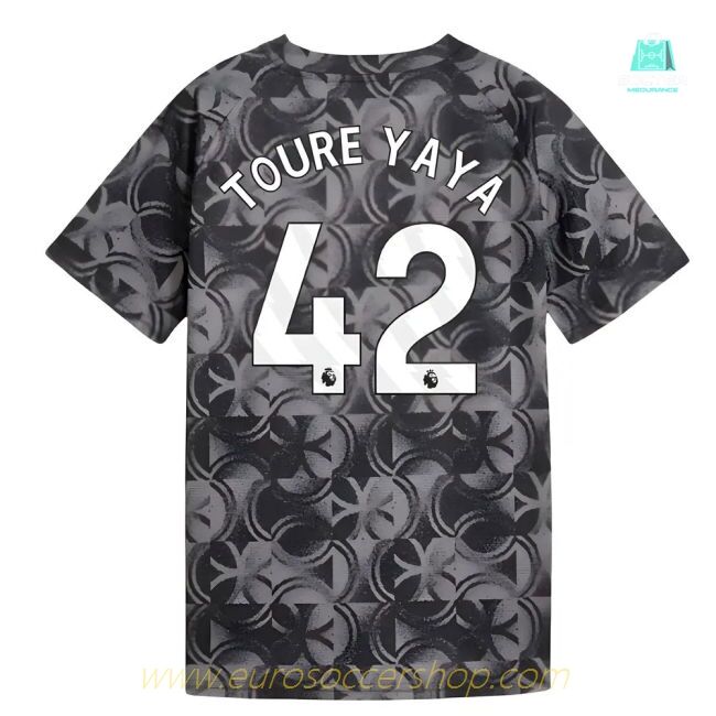 2025-2026 Man City Warm Up Jersey (Black) - Kids (Toure Yaya 42)