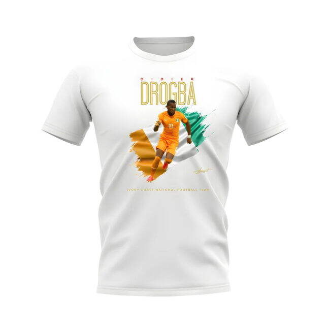 Didier Drogba Ivory Coast Image Football Shirt (White)