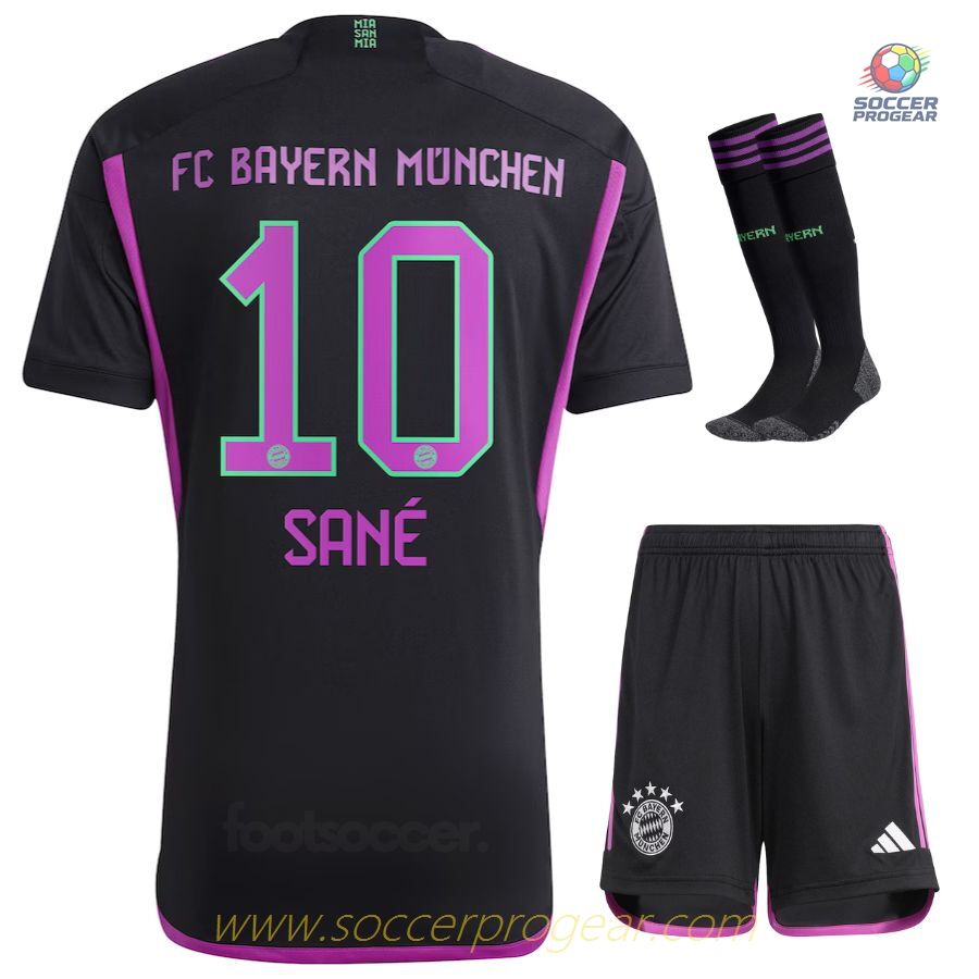 Bayern Munich Youth Soccer Uniform Team Shirt 2023 2024 Away Sané