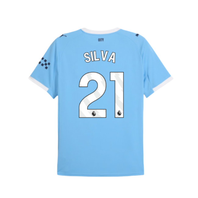 Man City 2025-20 Home Football Shirt with Silva Printing L M S