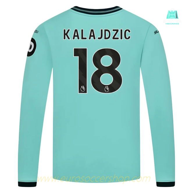 2025-2026 Wolves Long Sleeve Away Shirt (Kids) (Kalajdzic 18)