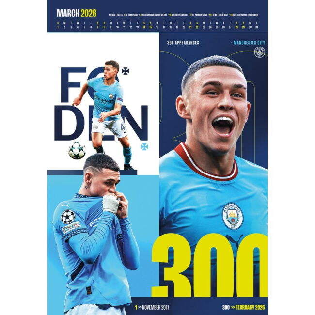 Calendar 2026 High Quality Manchester City 2025-2026 Home Kit