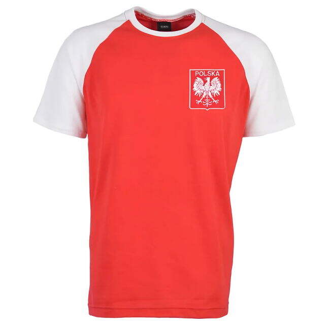 Poland Raglan Short Sleeve Tee (Red-White) Official Quality
