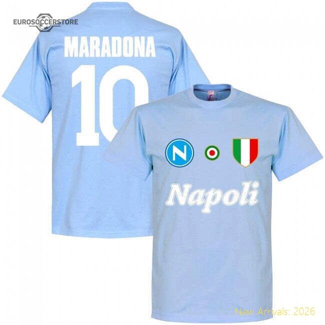 Luxury Napoli Fc Maradona 10 Team Casual Tee - Sky - Fan Collection