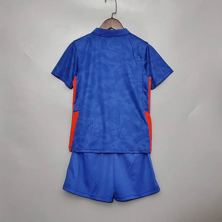 Kids 20-21 England Euro 2020 Away Blue Soccer KitShirtShorts -