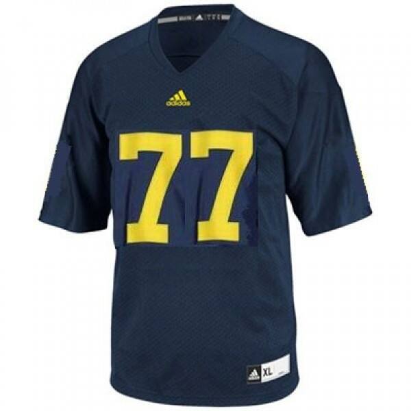 Blue Michigan Wolverines #77 Adidas Youth Blue Official Replica Jersey