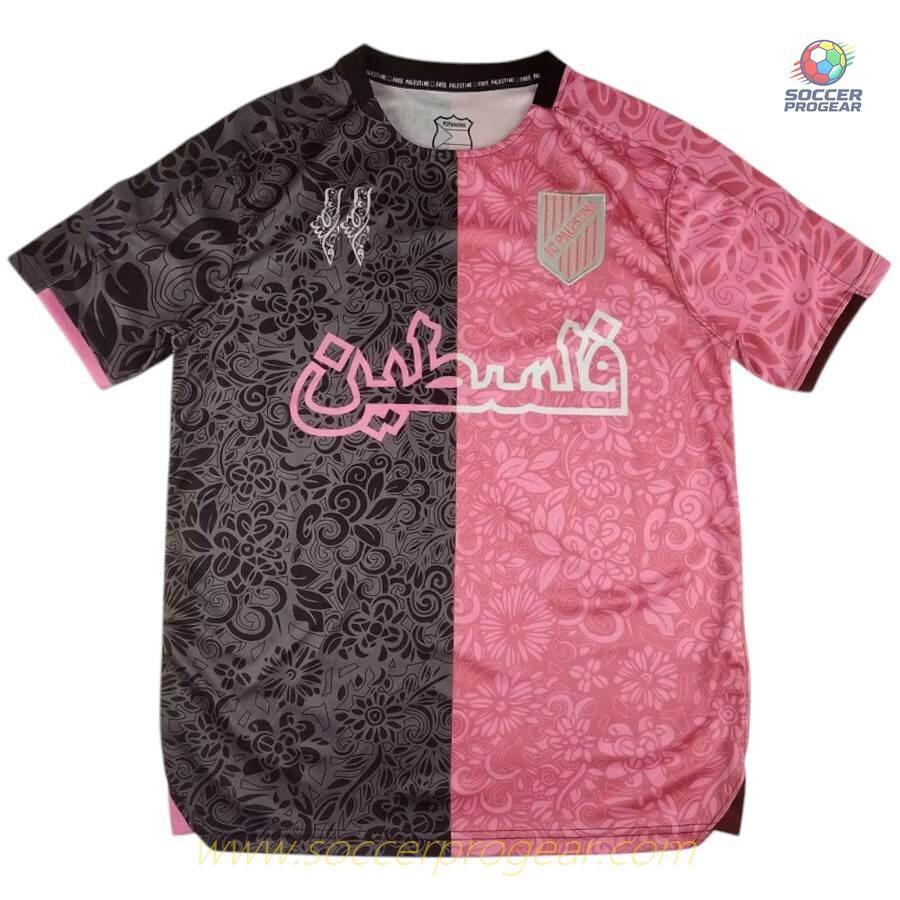 Palestine Special Edition Soccer Shirt 2025 Edition 2026 Arabic Black and Pink