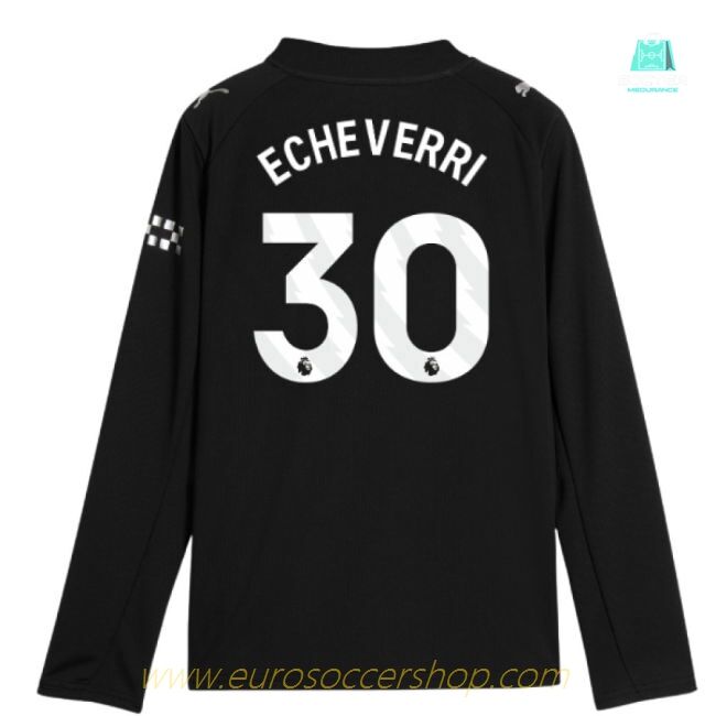 2025-2026 Man City Long Sleeve Away Shirt (Kids) (Echeverri 30)
