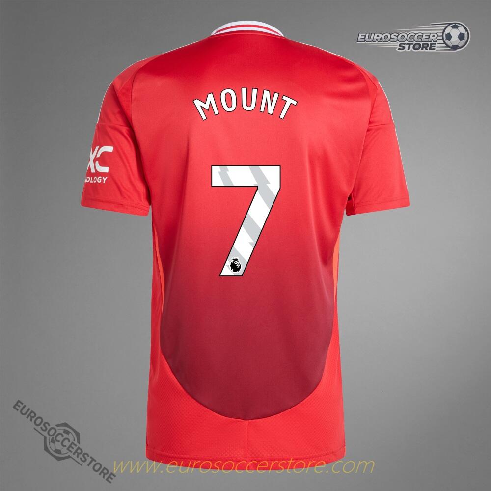 Manchester United's Home Jersey for the 24-25 season, featuring MOUNT with the number 7.