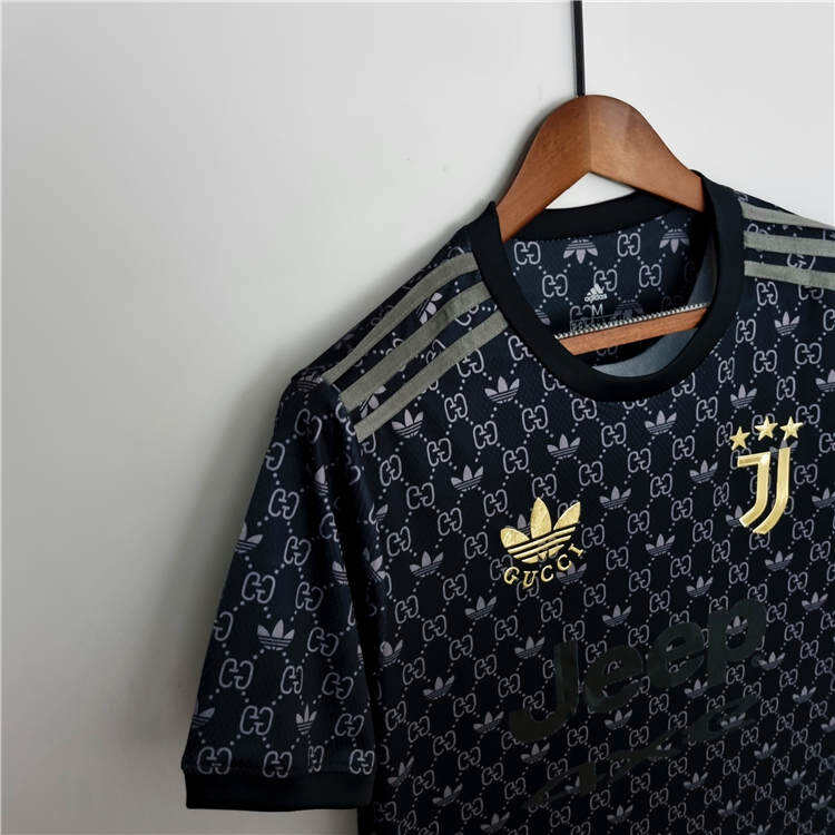 2223 Juventus Gucci Black Soccer Jersey Football Shirt - Official