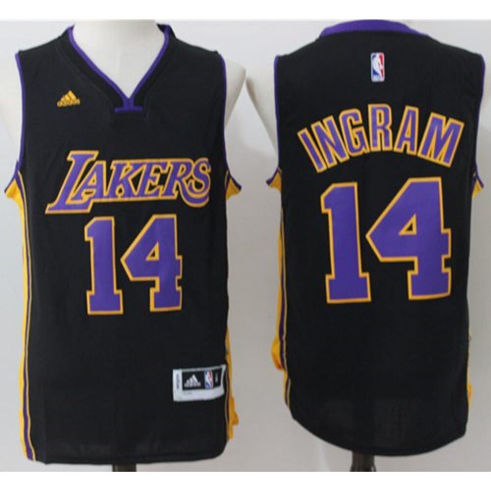 Lakers #14 Brandon Ingram Black(Purple NO.) Stitched NBA Jersey