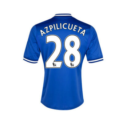 13-14 Chelsea 28 Azpilicueta Blue Home Soccer Jersey Shirt - Official