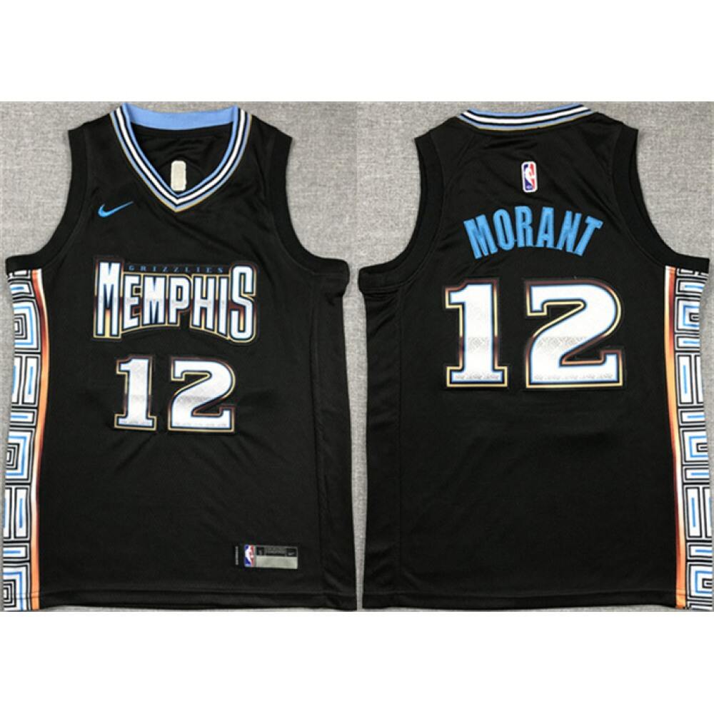 Youth Memphis Grizzlies #12 Ja Morant Black City Edition Stitched Basketball Jersey