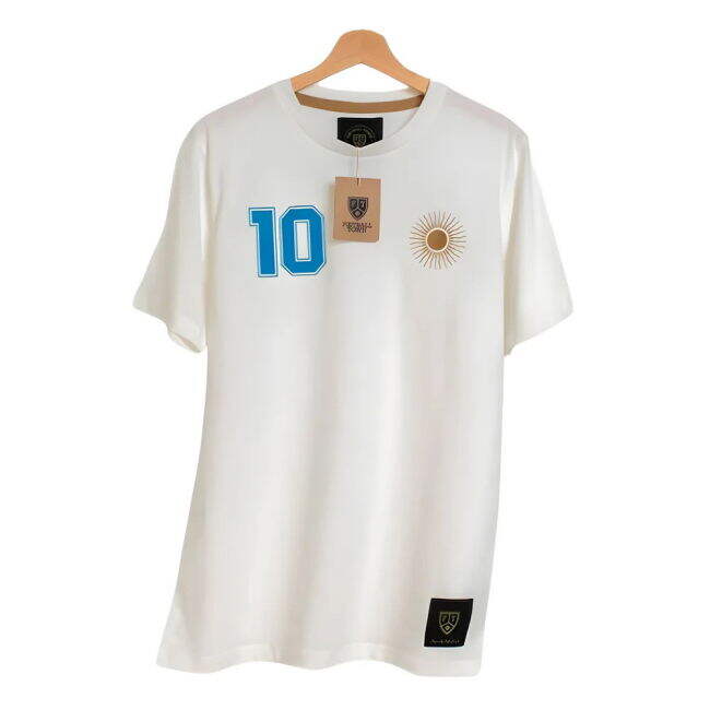 Aero-Dynamic Argentina El Sol 10 White Retro Football T-Shirt