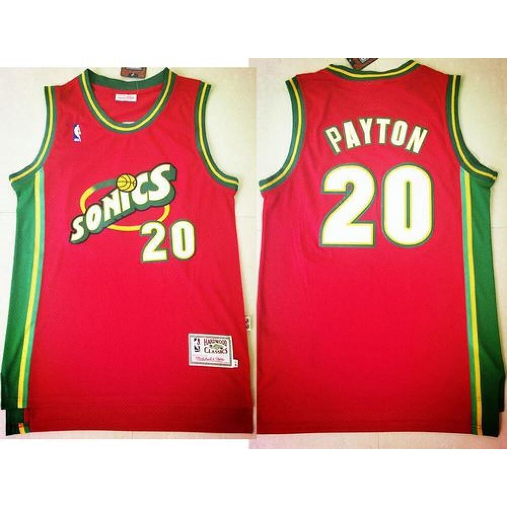 Thunder #20 Gary Payton Red SuperSonics Throwback Stitched NBA Jersey