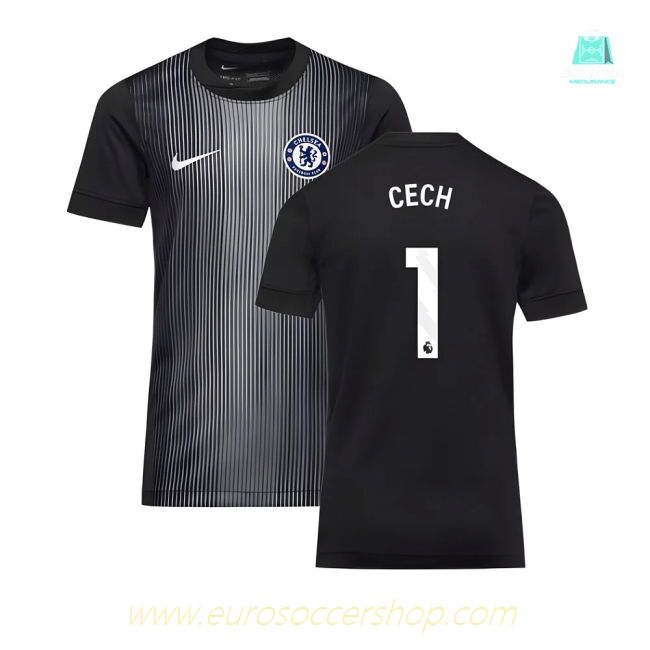 2025-2026 Chelsea Home Goalkeeper Shirt (Black) - Kids (Cech 1)