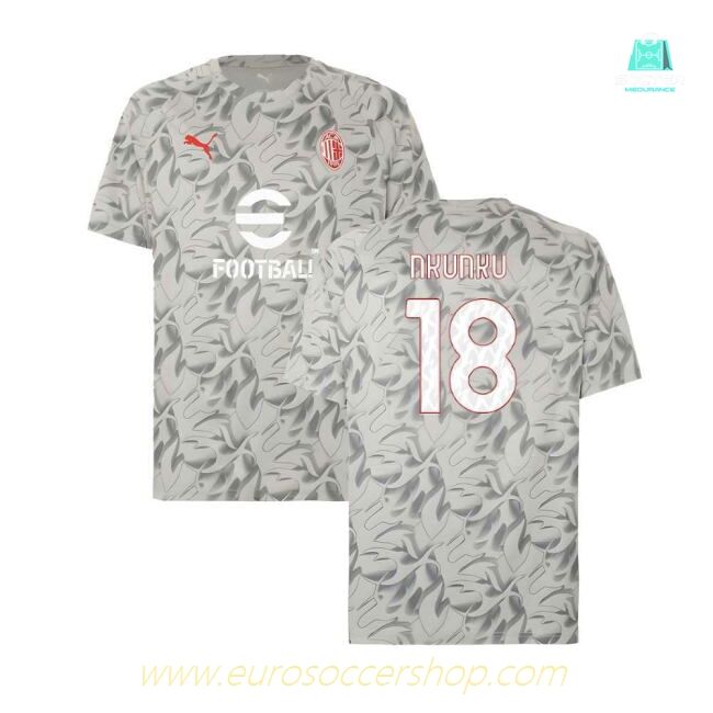 2025-2026 AC Milan Warm Up Jersey (Smokey Gray) (Nkunku 18)