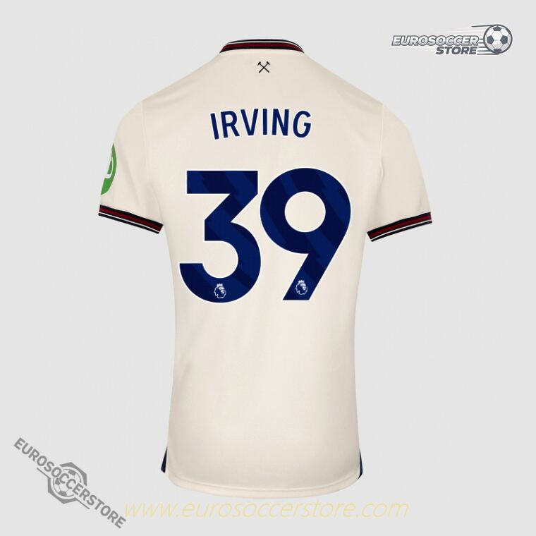 Away Jersey of West Ham United Featuring IRVING 39 for the 25-26 Season