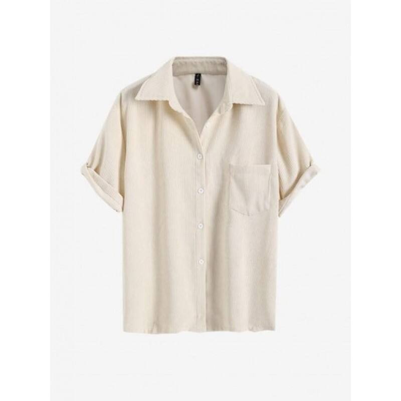 Front Pocket Corduroy Button Down Shirt KG9209