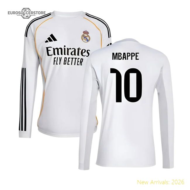 Elite 2025-2026 Real Madrid Long Sleeve First Jersey (mbappe 10)