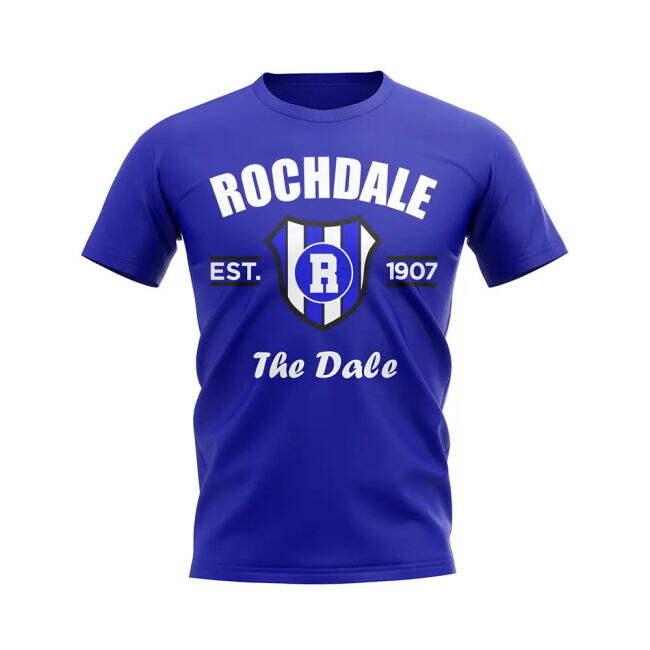 Genuine Rochdale Established Football T-Shirt (Blue) Stylish Design