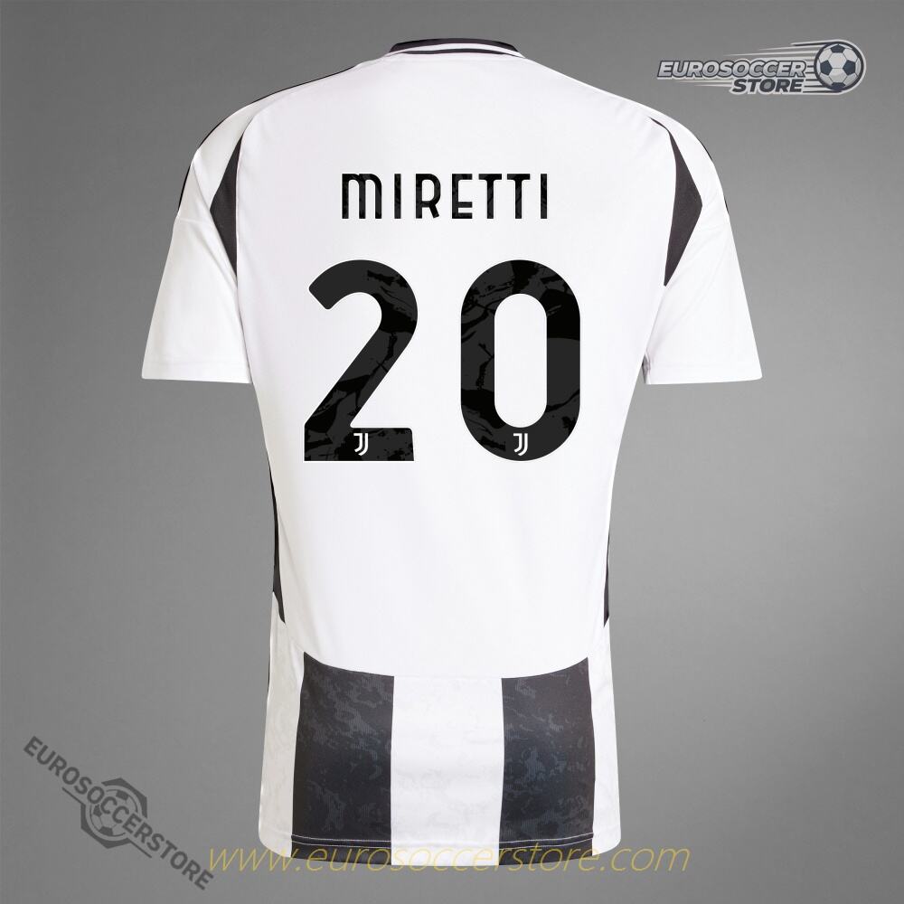 Juventus Home Jersey 24-25 with MIRETTI 20 Printing