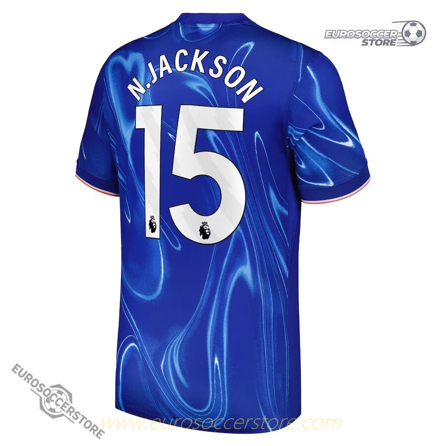 Chelsea's 24-25 Home Jersey featuring N.Jackson with the number 15