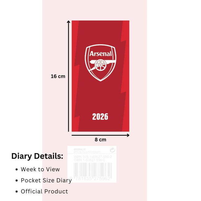 Arsenal FC Slim Diary 2026 (Match Day)