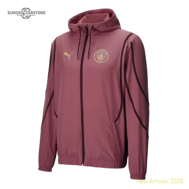 Authentic 2024-2025 Man City Prematch Woven Jacket (dusty Orchid)