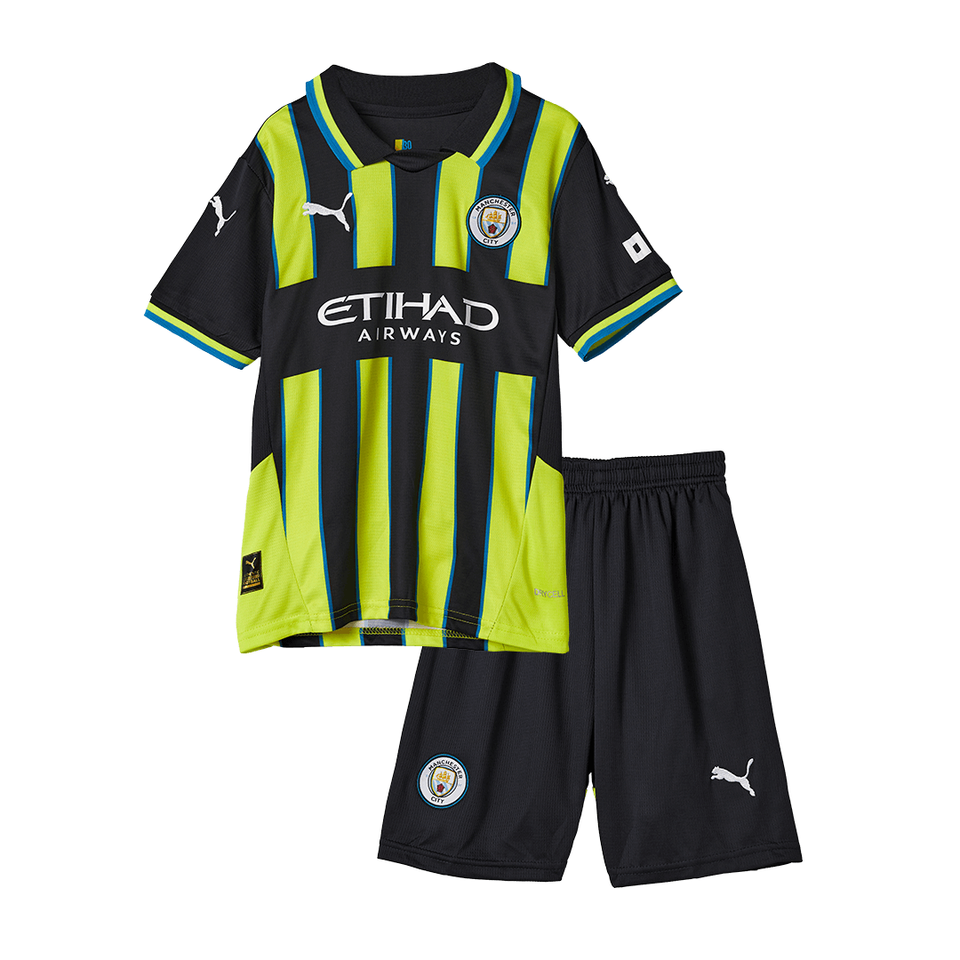 Kid's Manchester City Away Soccer Jersey Kit(Jersey+Shorts+Socks) 2024