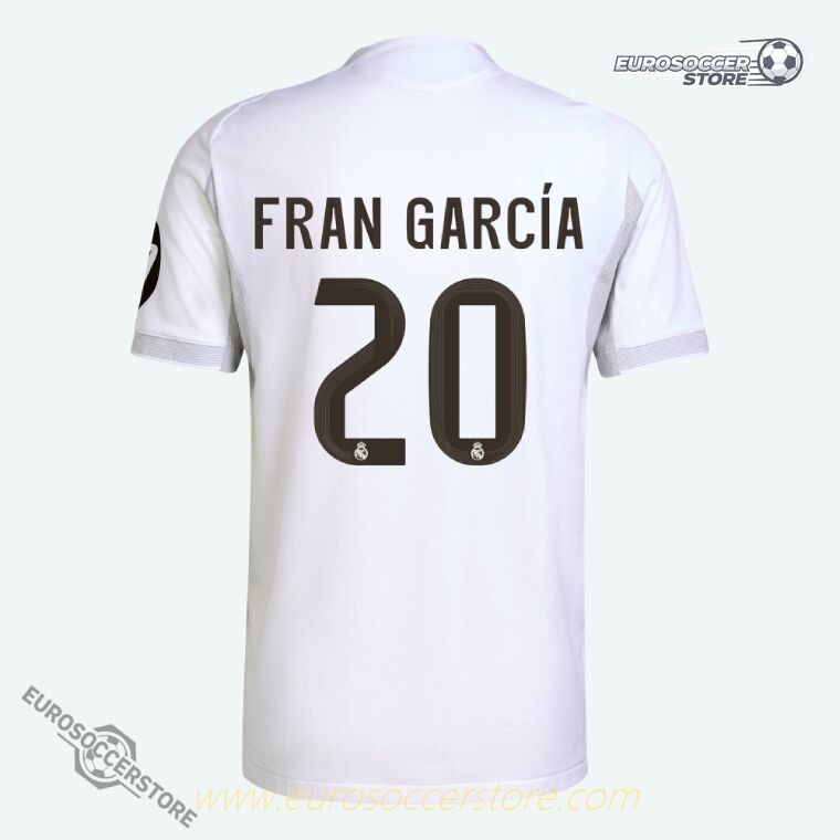 Real Madrid 25-26 Home Jersey (Player Version) for FRAN GARCÍA with Number 20