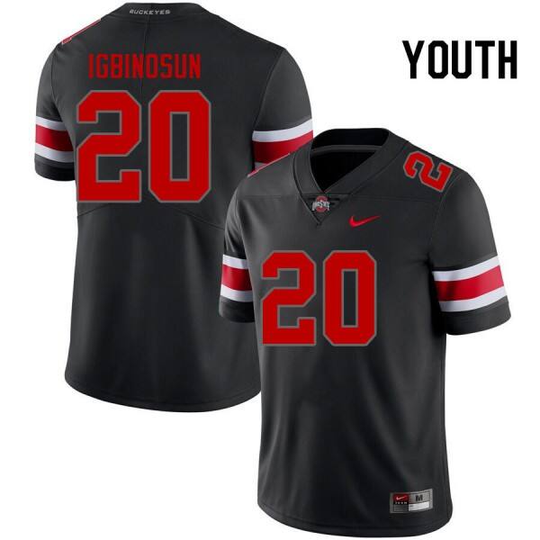 Youth Ohio State Buckeyes #20 Davison Igbinosun Blackout Black V1b Jersey