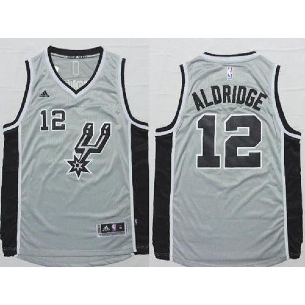 Spurs #12 LaMarcus Aldridge Grey Alternate Stitched NBA Jersey