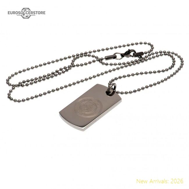Official Manchester City Fc Engraved Dog Tag & Chain - Premium