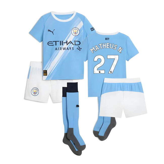 Premium Man City 2025-2026 Man City Home Mini Kit (Matheus N. 27)
