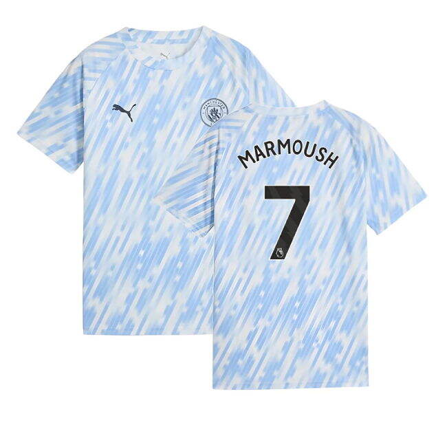 2025-2026 Man City Warm Up Jersey (Silver Sky) - Kids (Marmoush 7)