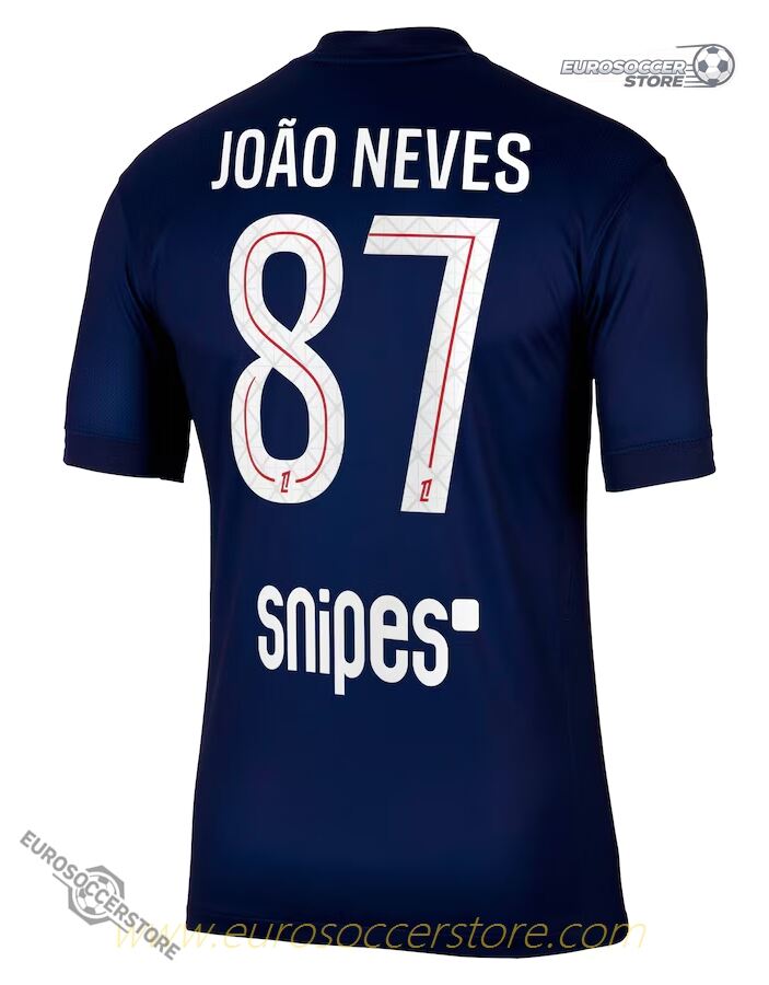 João Neves' No. 87 Home Jersey for PSG in the 25-26 Season