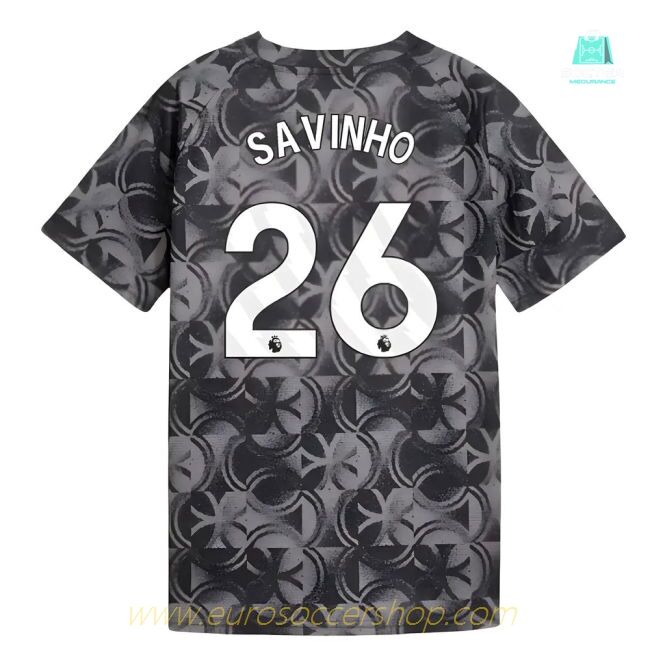 2025-2026 Man City Warm Up Jersey (Black) - Kids (Savinho 26)
