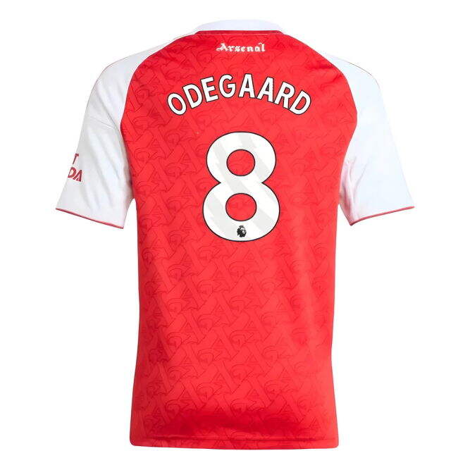Arsenal 2025-20 Home Football Shirt Featuring Odegaard 8 L M S Kids