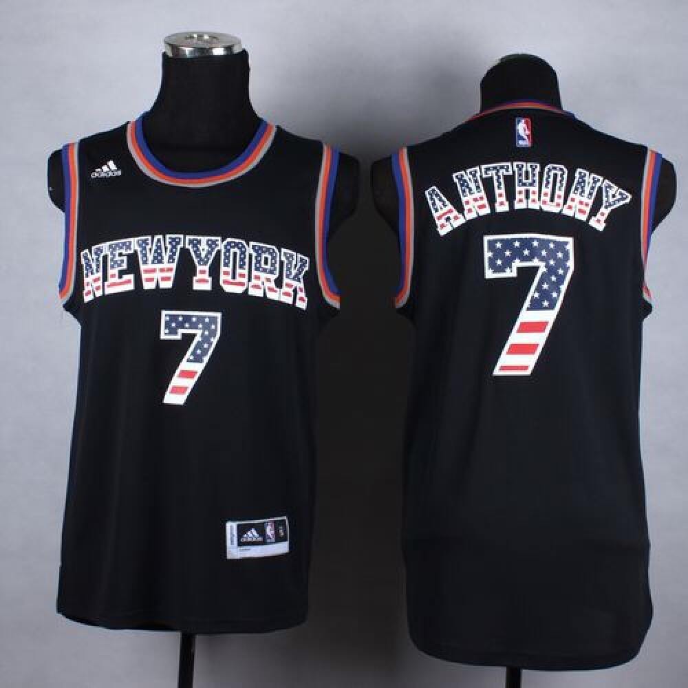 Game Day Modern Men's Knicks #7 Carmelo Black Basketball Jersey