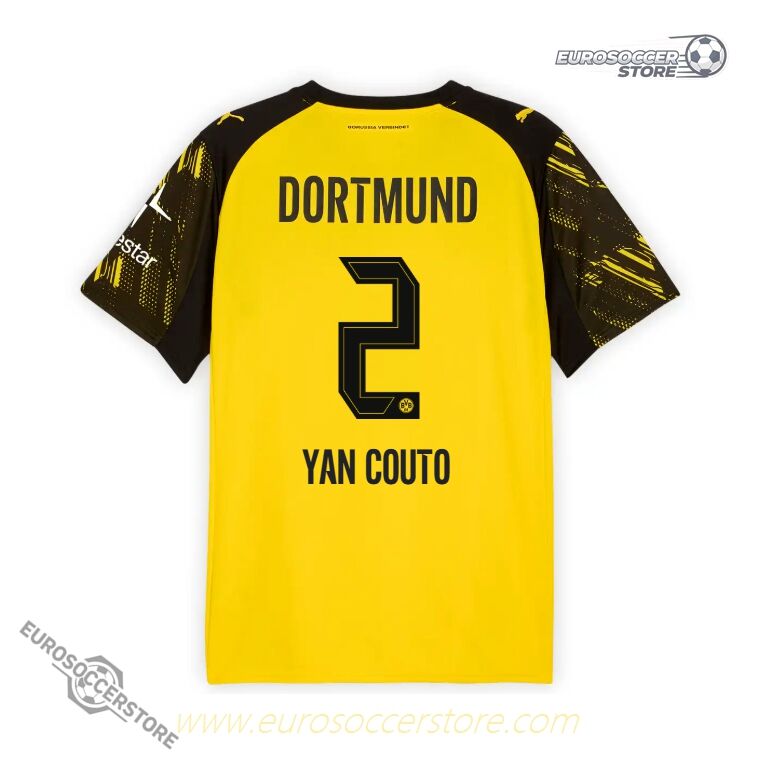 Home Jersey of Borussia Dortmund for YAN COUTO (No. 2) in the 25-26 Season