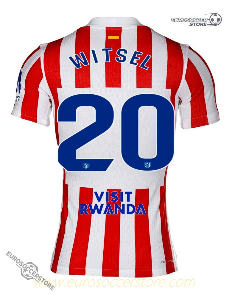 Atletico Madrid 25-26 Home Jersey featuring WITSEL 20