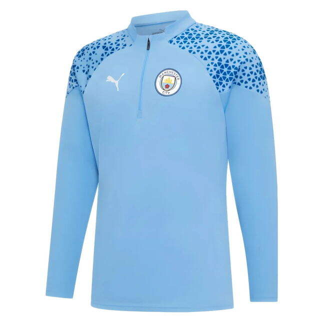 2023-2024 Man City Training Half Zip Top (Light Blue) - official style