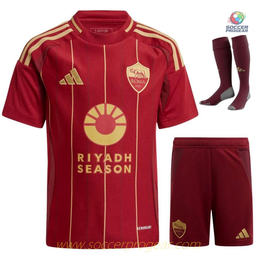 AS Roma Home Kids Edition Jersey Set Team Shirt 2024-25 Edition
