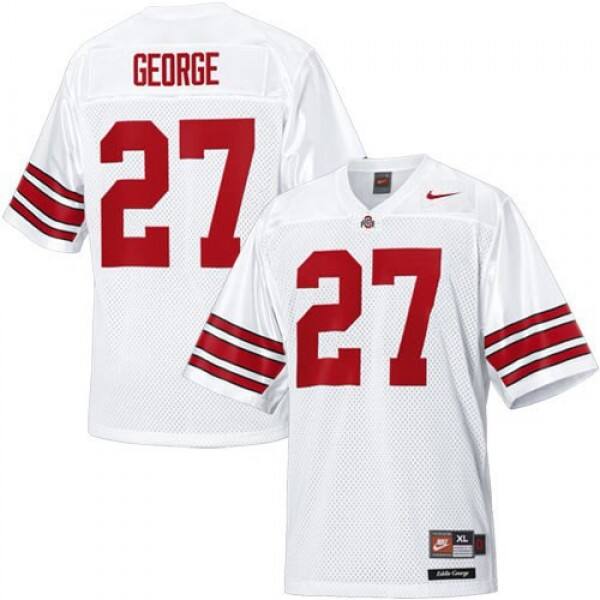 Authentic Men Ohio State Buckeyes #27 Eddie George White Line