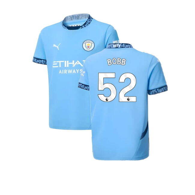 Best Value Man City Bobb 52 2024-2025 Man City Home Shirt (Kids) (B...