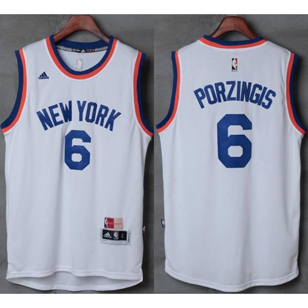 Knicks #6 Kristaps Porzingis New White Stitched NBA Jersey